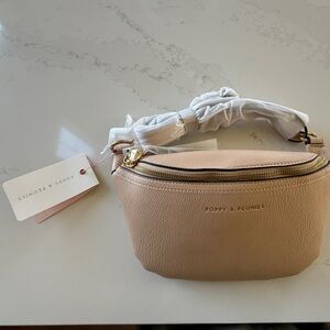 Poppy & Peonies Dusty Pink Pebbled Leather Crossbody Bag